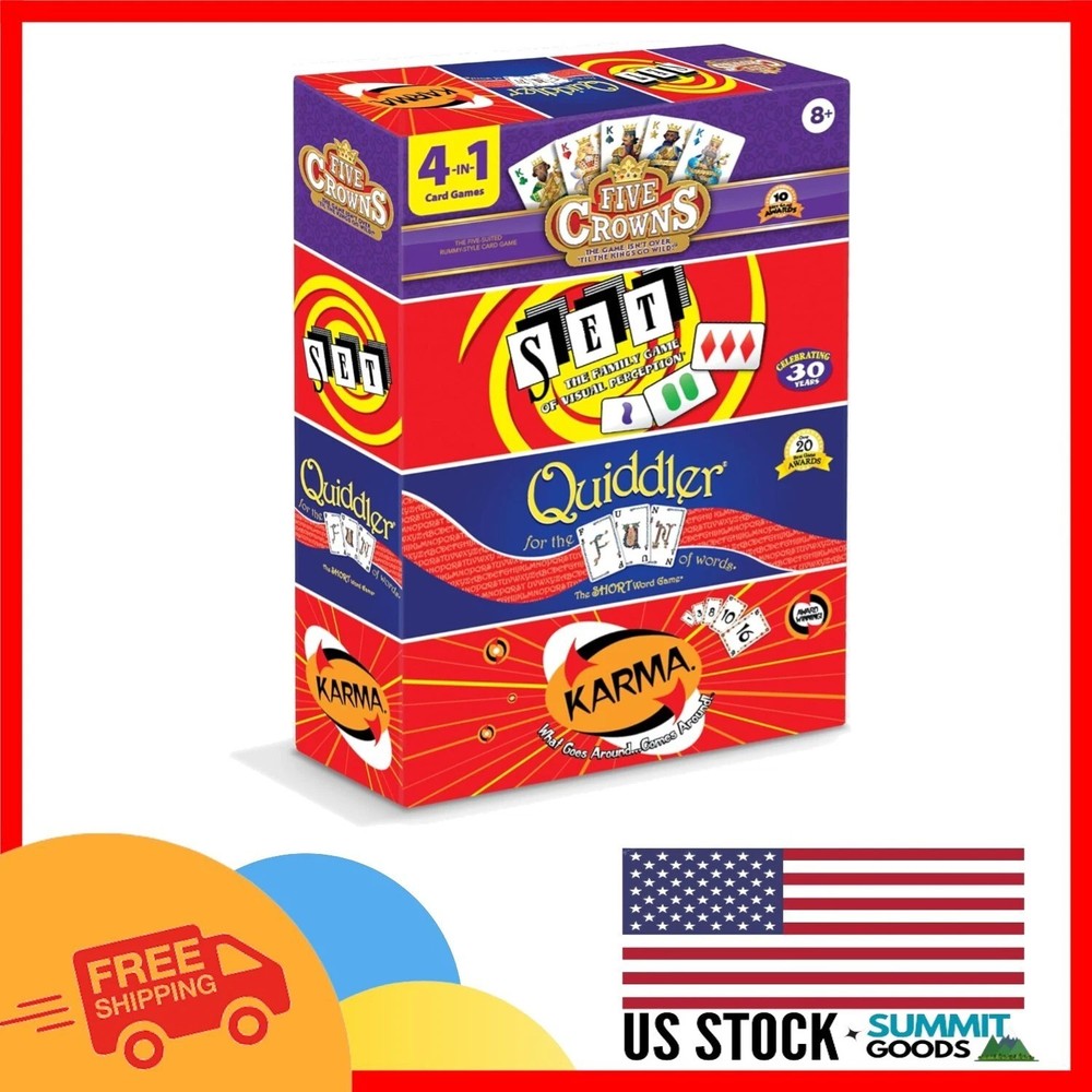 Ultimate Family Card Games Set – Includes Five Crowns, SET, Quiddler & Karma