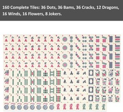 American Mahjong Tiles 160 Pieces Standard Size 12 Inch Melamine Game Set