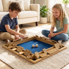 Shut The Box Game for 2-4 Players, 24 Inch Extra-Large Wooden Board w/10 Numbers