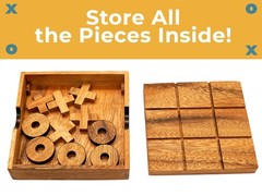Wooden Tic Tac Toe Game Coffee Tabletop XO Blocks Ideal for Family Living Roo…