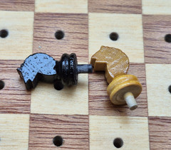 Vintage Soviet Wooden Pegged Chess Set Folding Wooden Box USSR