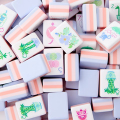 160 American Mahjong Tiles 4-Layer Acrylic Light Purple Theme Engraved Set