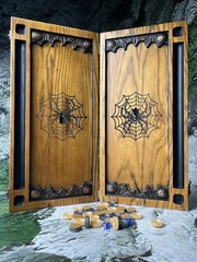 BACKGAMMON – Spider – Luxury Handcraft Wooden Board Game Carved Set New Nardy