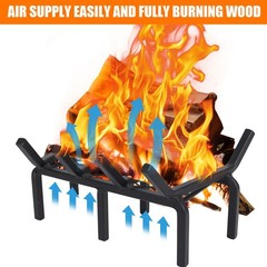 14 Inch Fireplace Grate with Ember Retainer,Cast Iron 14 INCH, Black