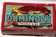 Vintage Dominoes Double Nine Box Set Oriental Dragons Multicolored Dots