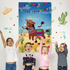 Pin The Tail On The Donkey Party Game with 50 Pcs Tails Large Mexican Donkey Gam