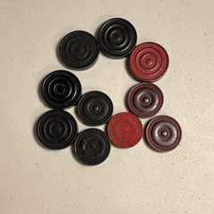 Lot Vintage Random Wood Checkers 6 BLACK 4 RED