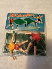 Vintage Table Tennis Game Mini Toy Set Hong Kong Hand Painted Players