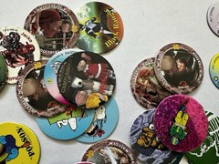 Vintage POG Pogs and Slammers HUGE LOT Plastic Slammers with Various POG Caps