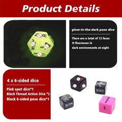 Auntzyj Sex 3 inches x 2 x 1 inch, Cards + 5 Glow-in-the-dark Dice
