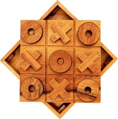 Wooden Tic Tac Toe Game Coffee Tabletop XO Blocks Ideal for Family Living Roo…