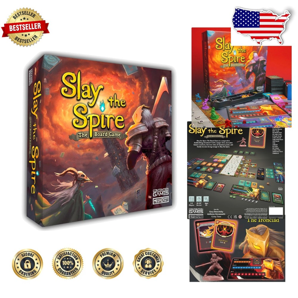 Slay The Spire Board Game Strategy: 650+ Cards, 4 Miniatures, Cooperative Fun