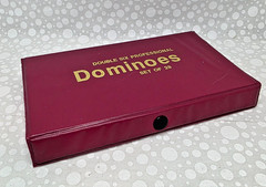 Vintage Dominoes Set Double Six | 28 White Tile | Vinyl Case | Multi Color Dots