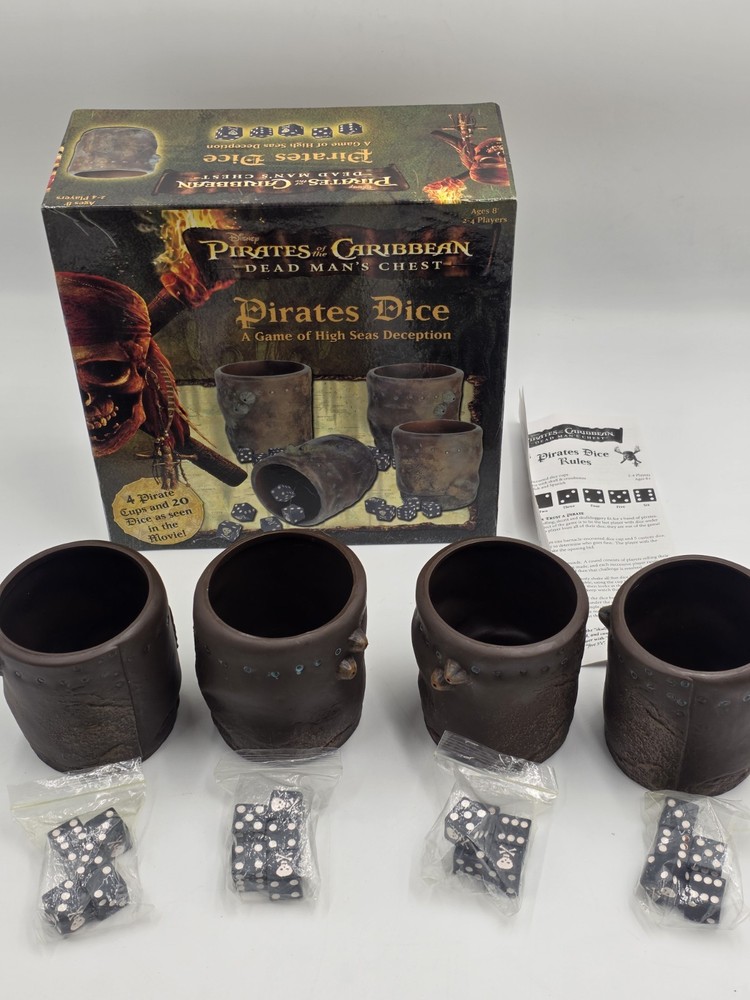 2006 Disney Pirates of The Caribbean Dead Man’s Chest Pirates Dice Game Complete