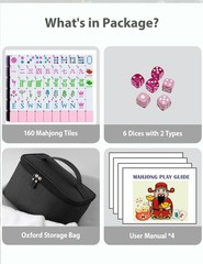 HYZYey 160 Acrylic Engraved Mahjong Tile Set American Mah Jongg Game Tiles wi…