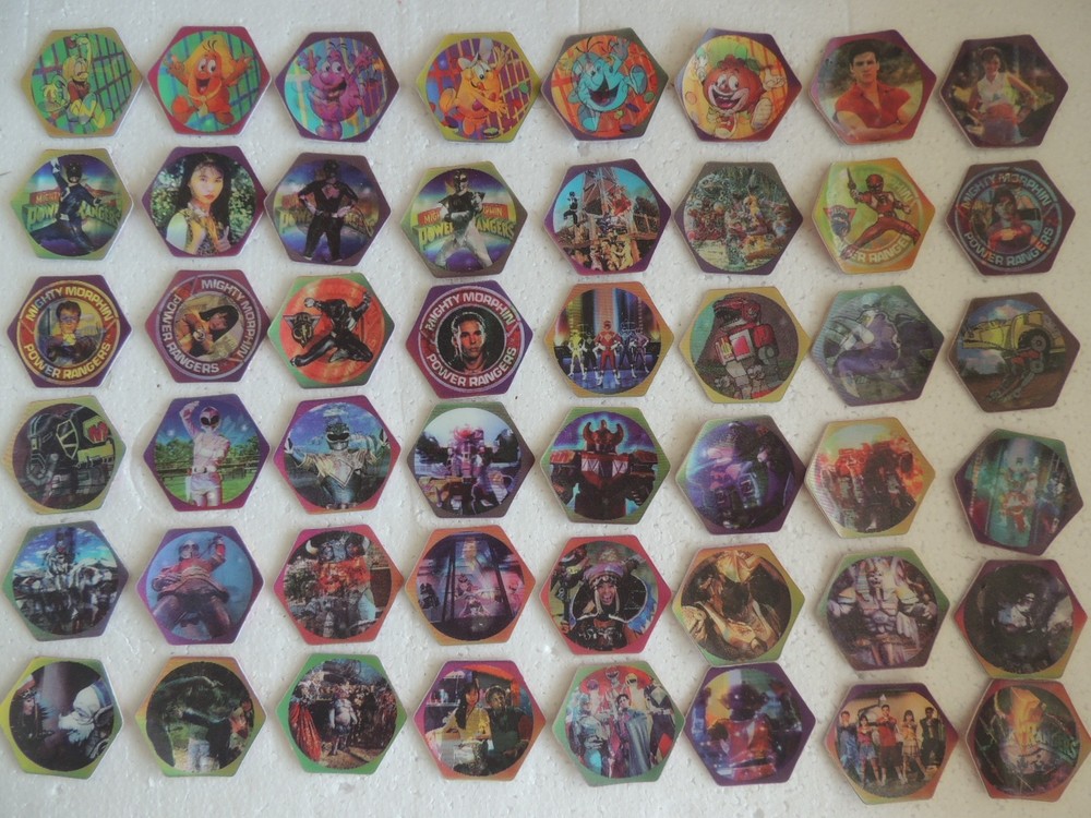 POWER RANGERS POGS TAZOS RARE CHILE COMPLETE SET OF 48 LENTICULAR VINTAGE 90’S