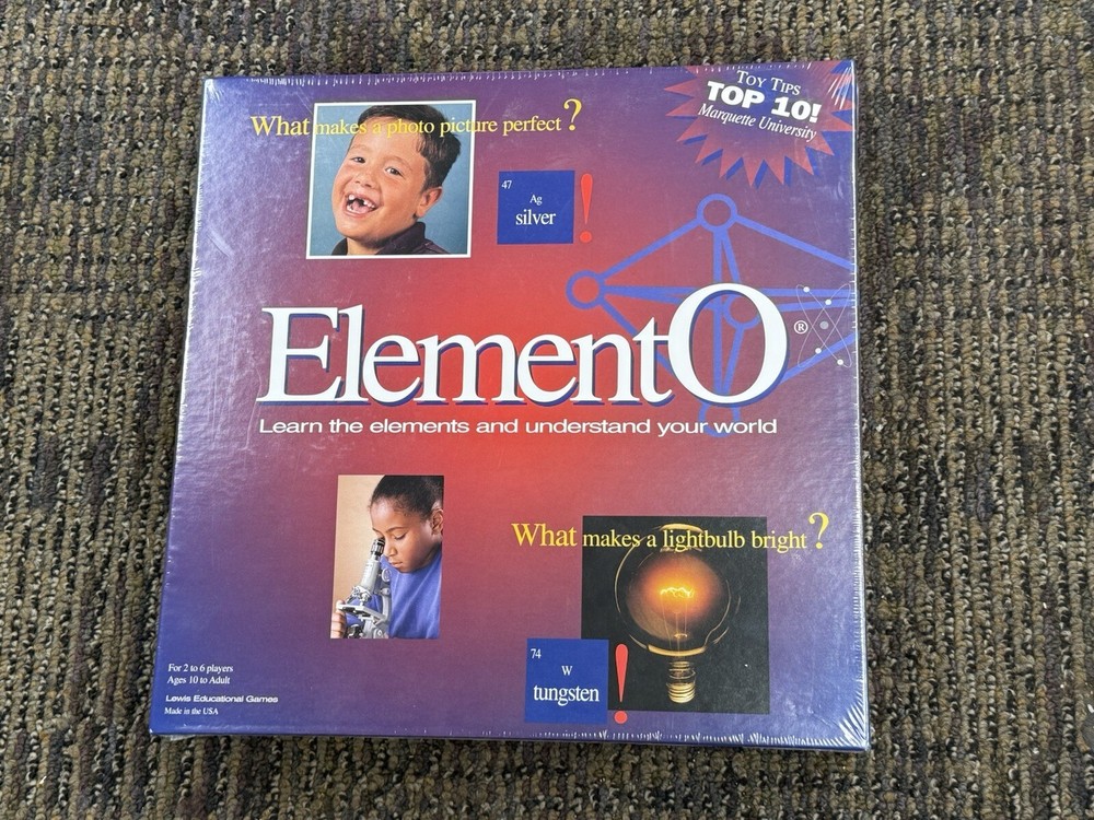 RARE / ELEMENTO Periodic Table Learning Board Game 1996 Science Fun! New Sealed!