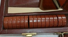 Vintage Backgammon Briefcase Set Game Folding Carry Case Brown No Manual