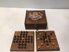 Vintage Elimination Puzzle Game Wooden Box Pegs Atelier Arlette Germany Floral