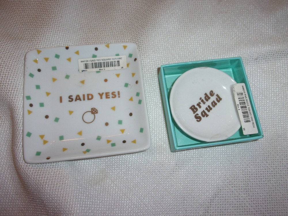 WEDDING BRIDE SQUAD TURQUOISE I SAID YES RING TRAY HOLDER TRINKET LOT
