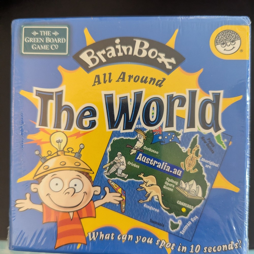 Brain Box All Around The World Game Green Board Games 1, 2 Or More Players. NEW
