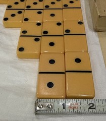 Vintage Puremco No. 616 Marblelike Standard Dominoes ~ Butterscotch * Free S/H