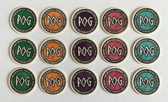Vintage World POG Federation Official Tournament Lot of 15 POG Caps Five Colors