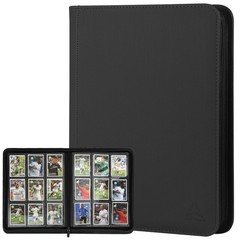 9 Pocket Card Binder – 540 Capacity with Zip 9 x 6.5 x 1 inches, Black