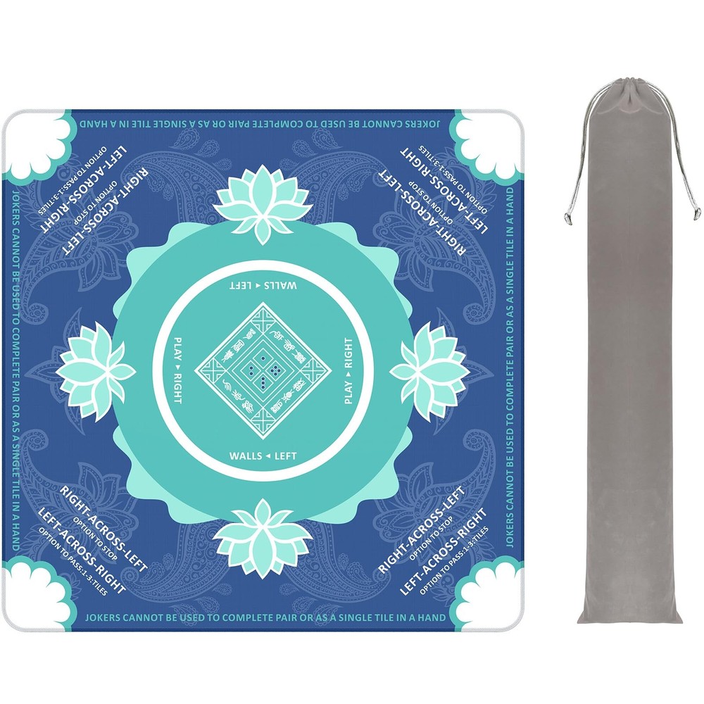 Eueiykw Mahjong Mat for Table 31.5 inches x x 0.17 inches, Blue