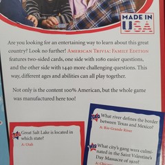American Trivia Family Edition Board Game US History Geography Kids Adults 9+