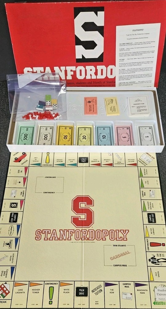 Stanfordopoly ~ Stanford University Board Game Monopoly Vintage Complete VG Cond