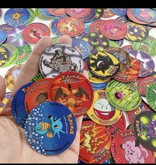 Pokemon Tazos Pogs 160 pcs 1st Generation Strokes Box 3D Round Square Collection