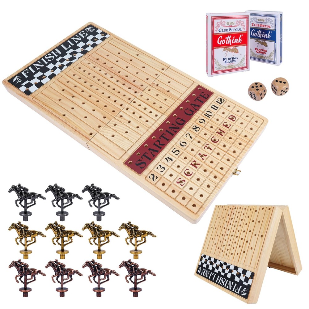 Large 23 inches Horse Race Board Game, Premium Durable Foldable Wooden Box, H…