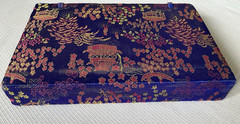 Vintage MCM Chinese Mah Jong Mah-Jongg Tile Game in Silk Case NEW Tiles READ