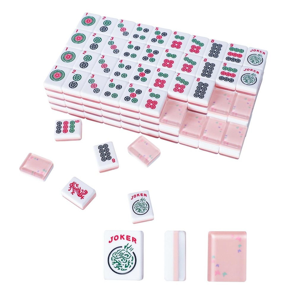 TIASUSAN American Mahjong Tile Set with 166 Quality Acrylic Tiles (1.2″ Pink,…