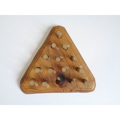 Vintage Handmade Wood Peg Game – Wooden With Pegs Triangle