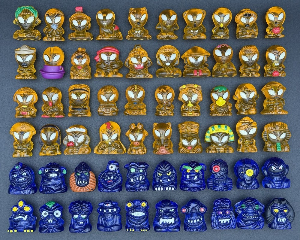 Full Set of 60 Hielocos Coca-Cola Aliens & Bad Aliens Amber & Blue Rare Mexico