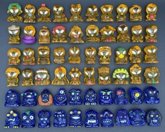 Full Set of 60 Hielocos Coca-Cola Aliens & Bad Aliens Amber & Blue Rare Mexico