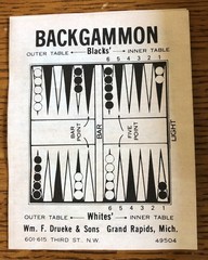 Wm. F Drueke & Sons American Walnut Peg Backgammon #49504 Complete