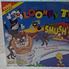Tyco Games Looney Tunes Smush ‘Em Board Game w/ 4 Dough Cans 1994 MPN 7071