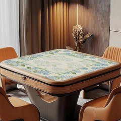 Blue Hydrangea Floral Anti-Slip Mahjong Mat 31.5in – Perfect for Game Gatherings