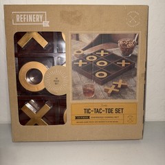 Refinery Premium Solid Wood Jumbo Tic Tac Toe Game Gold 14” Coffee Table Game