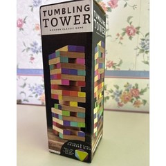 Tumbling Tower Wooden Classic Game with 8 Sided Colored Die 48 Blocks Ages 6+