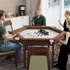 Board Game Table with Removable Table Top for 6 Players, Hexagon Gaming Table