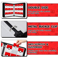 Card Binder 9 Pocket, 900 Pockets Extra Large Trading Large, Red & White