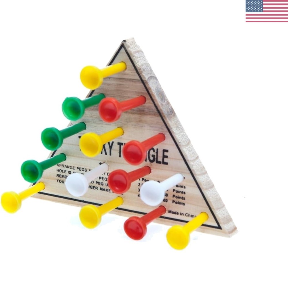 Versatile 4.5″ Wooden Triangle Game – Portable Puzzle Fun for Kids 3+