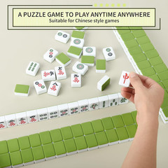Chinese Green 1.17 Inches Compact Mahjong Set, Travel Small Size, 144 + 8 Blank