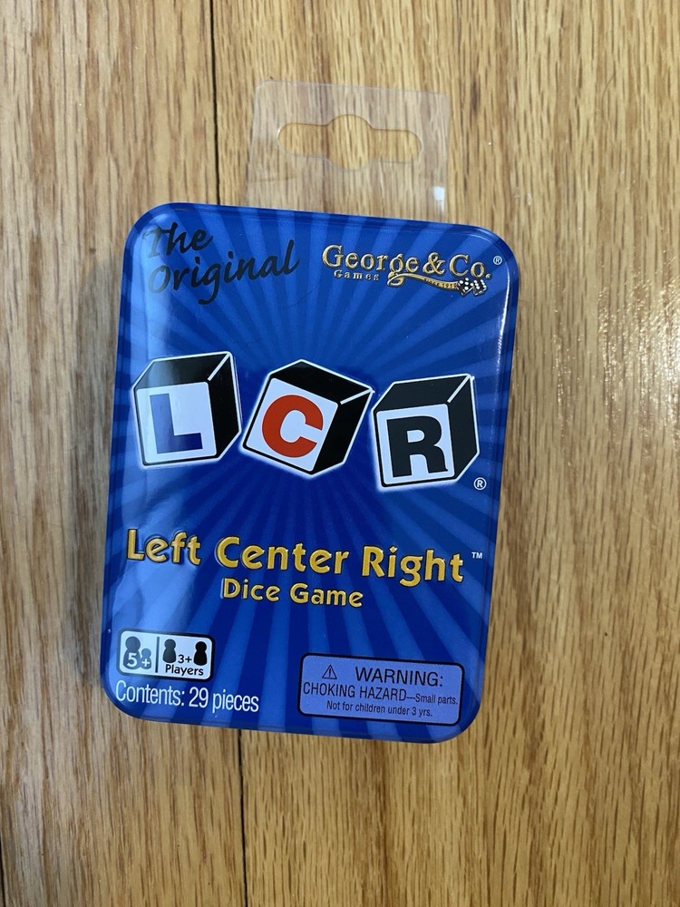 Brand New! LCR® Left Center Right™ Dice Game – Blue Tin Packaging