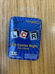 Brand New! LCR® Left Center Right™ Dice Game – Blue Tin Packaging