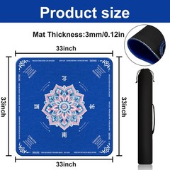 GreenD Mahjong Mat for Table 31.5″x31.5″ Rubber American Mahjong Mat with Rules,